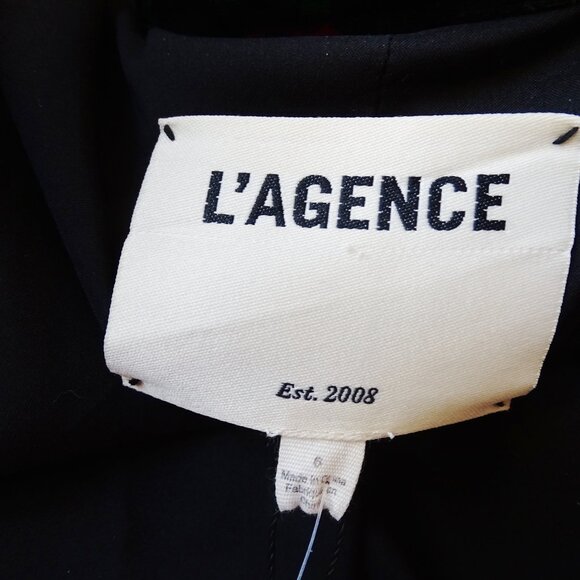 L'AGENCE NWT Chamberlain Velvet Blazer Black Vintage Rose Satin Lapels Size 6 - Picture 11 of 14